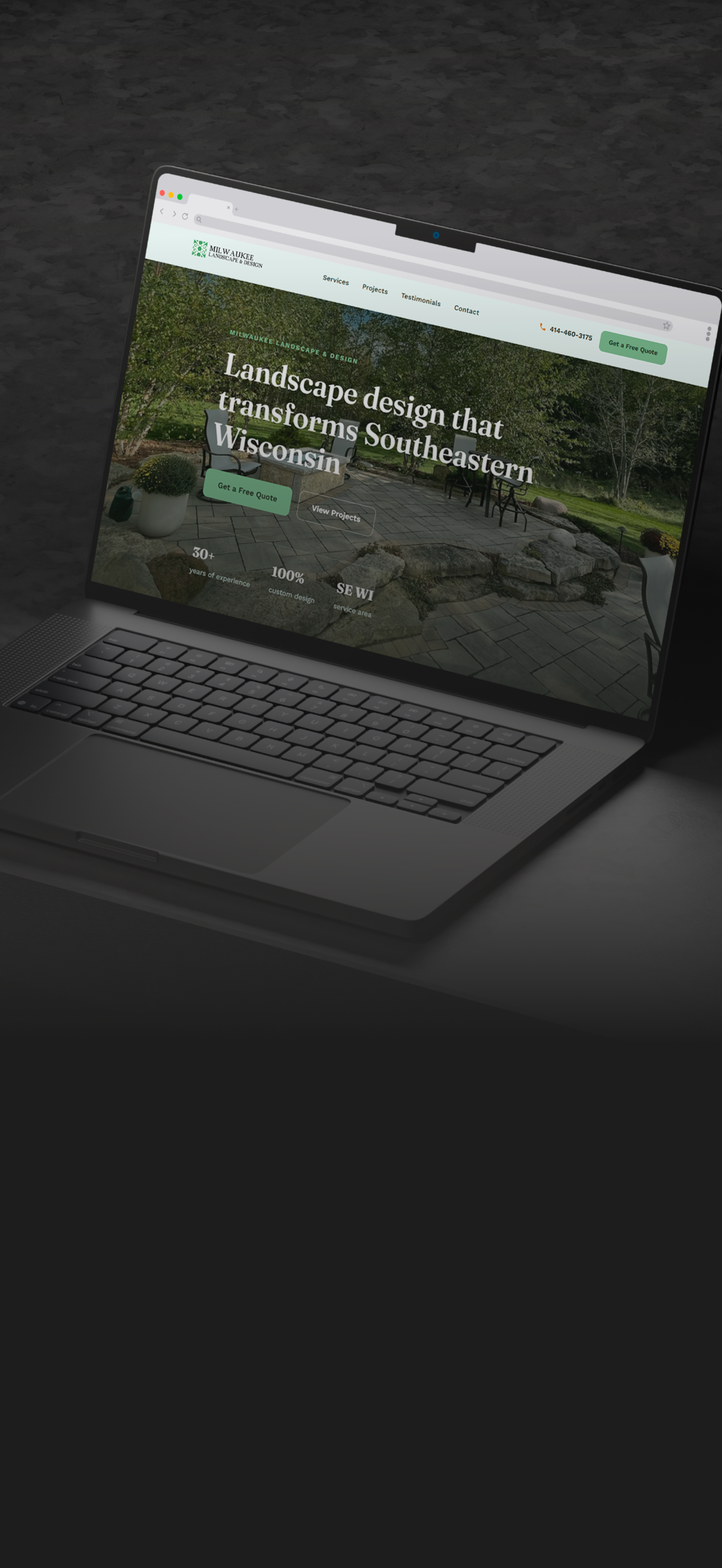Landscape — presentación del proyecto de diseño web en formato móvil