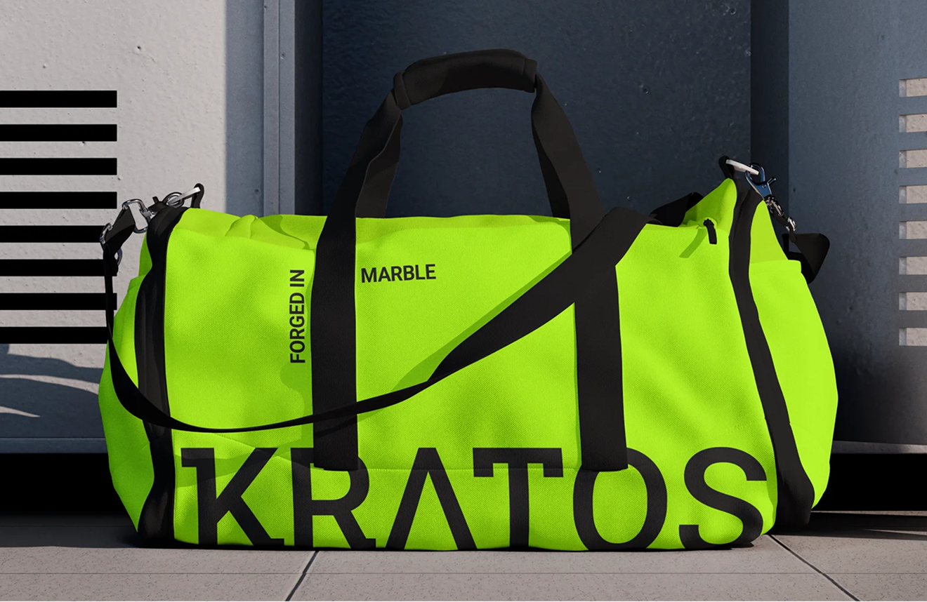 Bolso de gimnasio con la identidad de Kratos Nutrition