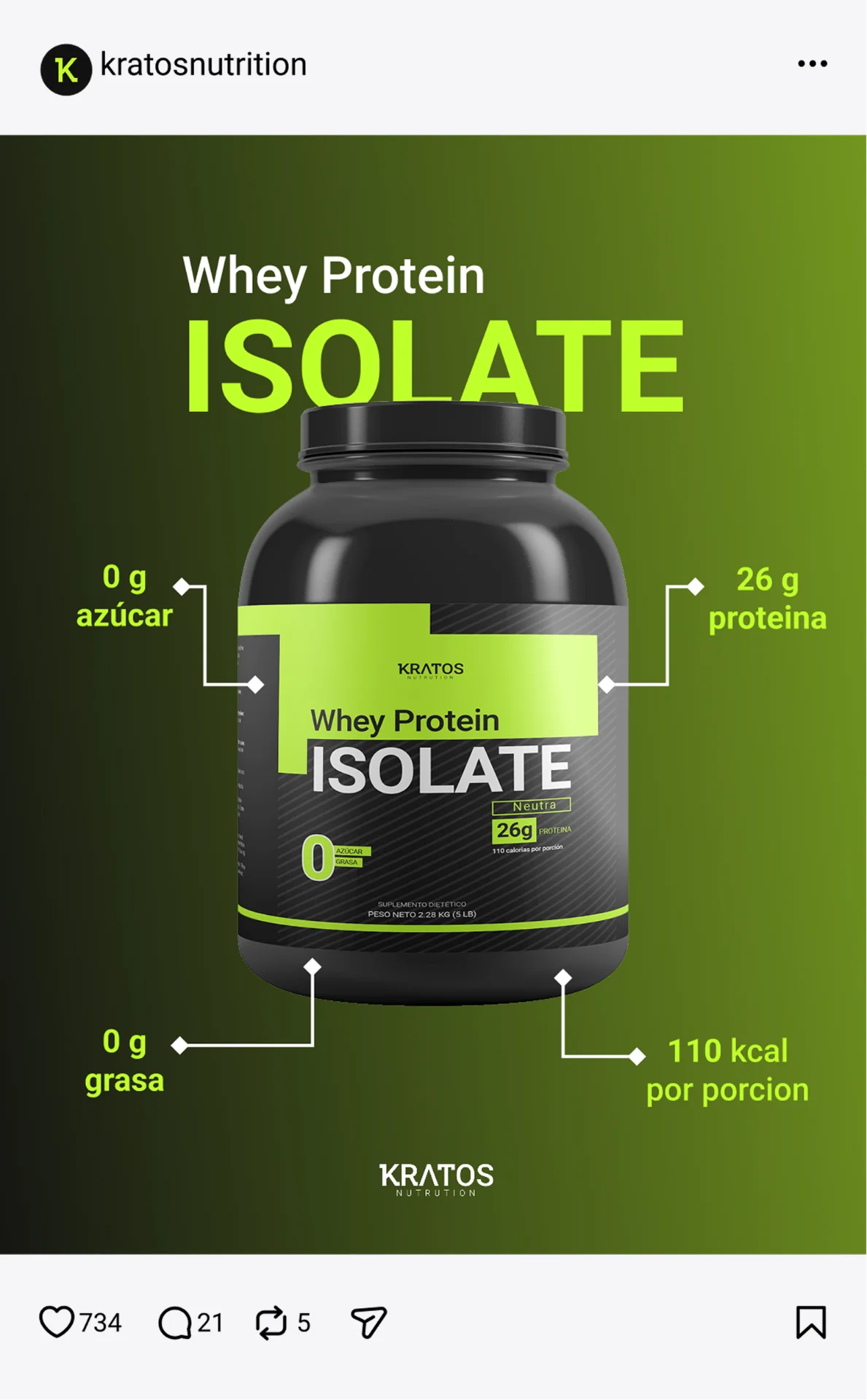 Publicación de Instagram de Kratos Nutrition — post 2