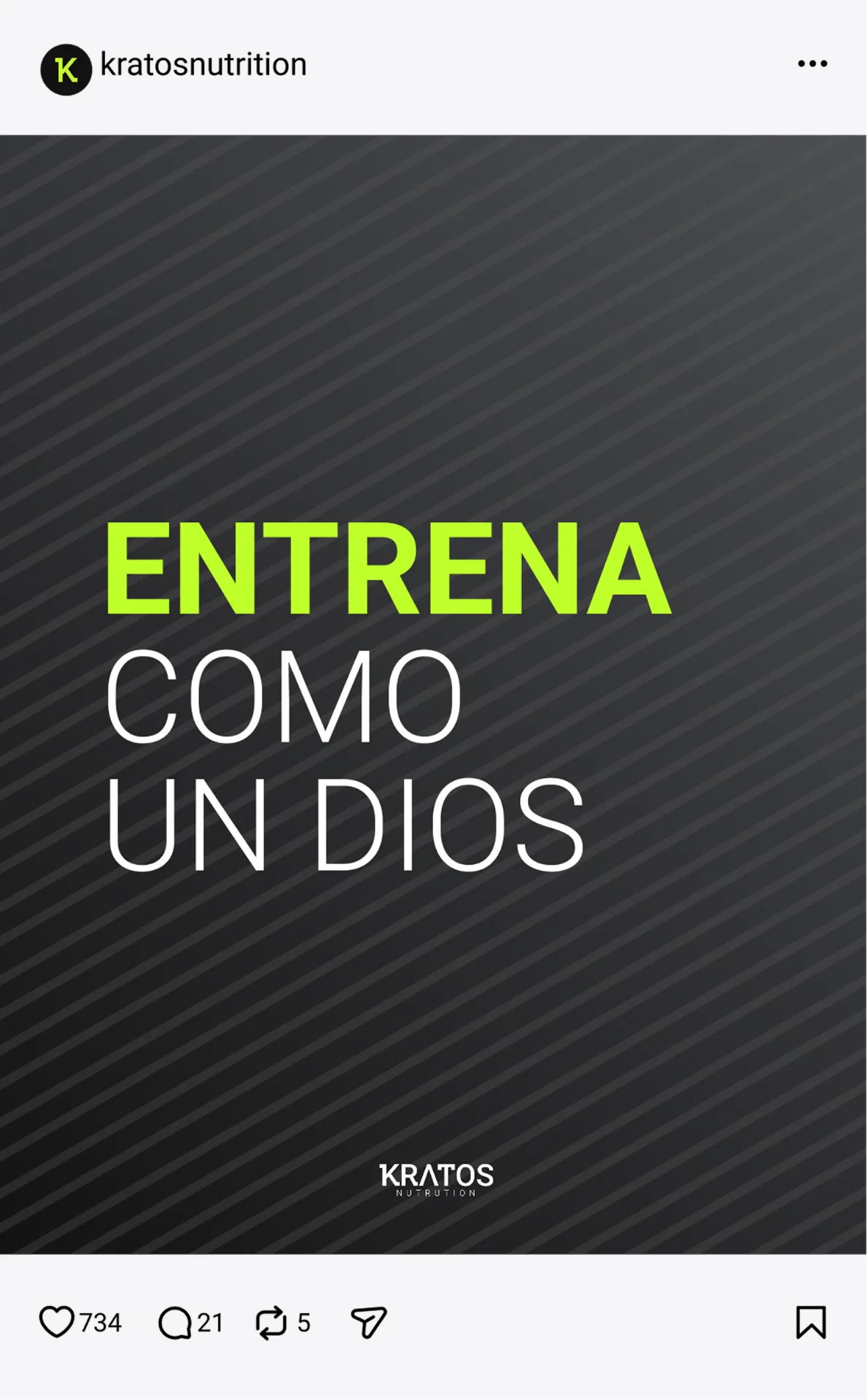 Publicación de Instagram de Kratos Nutrition — post 3